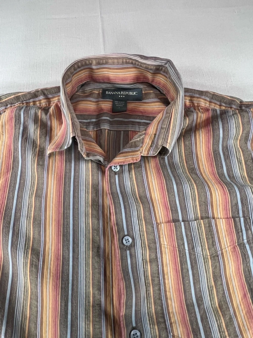 Banana Republic Men’s L Multi Stripe Long Sleeve Button Down 100% Cotton Shirt